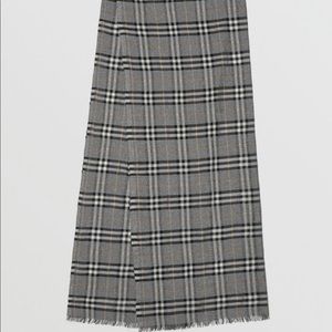 Metallic Vintage Check Wool Silk Blend Scarf